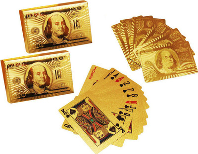 Care Case Pack Of 2-24 K Gold Foil Plated Good Quality Waterproof USD Poker 100 Dollar Playing Cards(Gold)
Care Case Pack Of 2-24 K Gold Foil Plated Good Quality Waterproof USD Poker 100 Dollar Playing Cards(Gold)