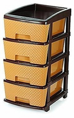 Wud Kraft Plastic Free Standing Chest of Drawers(Finish Color - Brown)