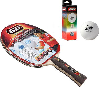 GKI Euro XX Table Tennis Combo Set (Euro XX Table Tennis Racquet + Premium 3 Star 40 Table Tennis Ball, Box of 3 - White) Table Tennis Kit