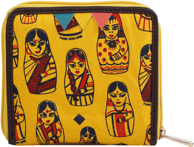FUNK FOR HIRE Women Yellow Canvas Wallet(4 Card Slots)