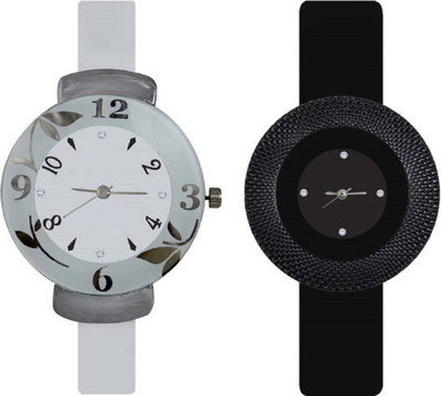 Ismart White Flower and Black watches combo for girls Watch - For Girls