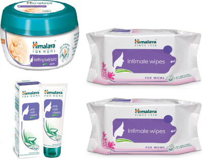 Himalaya Intimate Wipes, Soothing Body Butter, Anti Rash Cream(Set of 4)