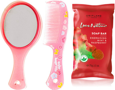 Oriflame Sweden Love Nature Soap Bar Energising Mint & Raspberry 75g (32604) With Mirror Comb Set(Set of 3)
Oriflame Sweden Love Nature Soap Bar Energising Mint & Raspberry 75g (32604) With Mirror Comb Set(Set of 3)