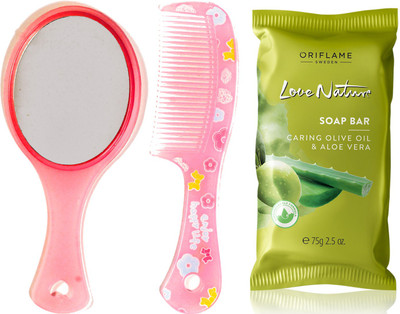 Oriflame Sweden Love Nature Soap Bar with Moisturising Olive Oil & Aloe Vera 75g (32609) With Mirror Comb Set(Set of 3)
Oriflame Sweden Love Nature Soap Bar with Moisturising Olive Oil & Aloe Vera 75g (32609) With Mirror Comb Set(Set of 3)