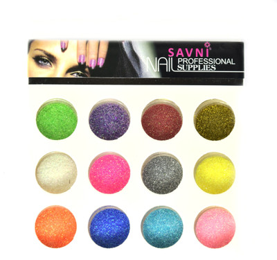 Savni Combo of 12 nail art pastings glitter-D(Pink)