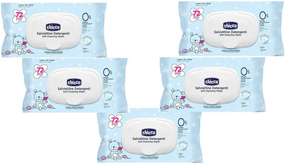 Chicco Salviettine Detergenti Cleansing flipcover wipes pack of 5(5 Pieces)