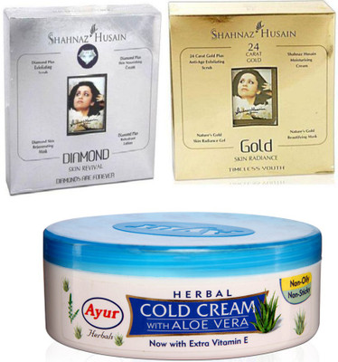 Shahnaz Husain Gold & Diamond Facial Kit 80 g and Herbal Cold Crme Combo (Set of 3)(Set of 3)
Shahnaz Husain Gold & Diamond Facial Kit 80 g and Herbal Cold Crme Combo (Set of 3)(Set of 3)