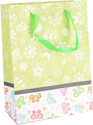 Enwraps Printed Party Bag(Green, Pack of 12)