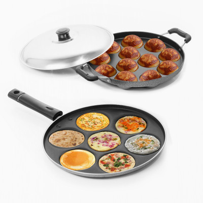 Sumeet Nonstick Delight Combo Set (Multi Snack Maker - 7 Pcs + Grill Appam Patra - 12 Pcs) NA Pan 23 cm diameter with Lid(Aluminium, Non-stick), Silver
Sumeet Nonstick Delight Combo Set (Multi Snack Maker - 7 Pcs + Grill Appam Patra - 12 Pcs) NA Pan 23 cm diameter with Lid(Aluminium, Non-stick), Silver