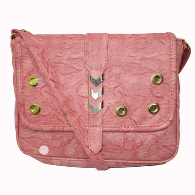 Trendy Women Casual Pink PU Sling Bag