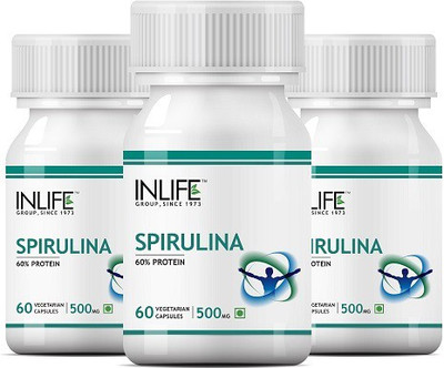 Inlife INLIFE Spirulina, 60 Veg Capsules,(3-Pack)(180 No)