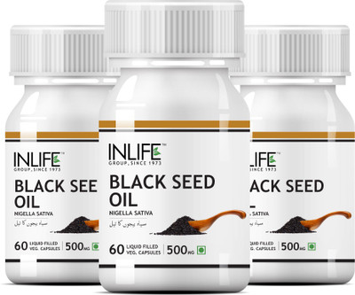 Inlife Black Seed Oil, Extra Virgin Cold Pressed, 500 mg - 60 Vegetarian Capsules (3 pack)(180 No)
Inlife Black Seed Oil, Extra Virgin Cold Pressed, 500 mg - 60 Vegetarian Capsules (3 pack)(180 No)