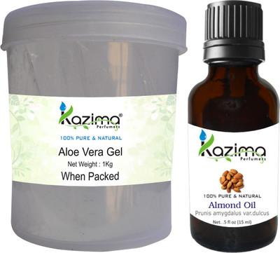 KAZIMA Aloe vera Gel Raw (1KG) and Almond Oil 15ml - Ideal for Skin Treatment, Face, Acne Scars, Hair Care(Set of 2)
KAZIMA Aloe vera Gel Raw (1KG) and Almond Oil 15ml - Ideal for Skin Treatment, Face, Acne Scars, Hair Care(Set of 2)