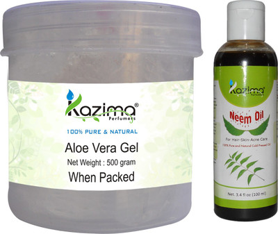 KAZIMA Aloe Vera Gel Raw (500 Gram) and Neem Oil 100ml - Ideal for Skin Treatment, Acne Scars, Face, Skin(Set of 2)
KAZIMA Aloe Vera Gel Raw (500 Gram) and Neem Oil 100ml - Ideal for Skin Treatment, Acne Scars, Face, Skin(Set of 2)