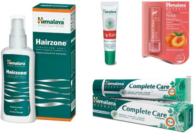 Himalaya Hairzone Solution, Lip Balm, peach Shine Lip Care, Complete Care Toothpaste(Set of 4)
Himalaya Hairzone Solution, Lip Balm, peach Shine Lip Care, Complete Care Toothpaste(Set of 4)