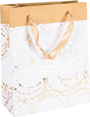 Enwraps Printed Party Bag(Gold, Pack of 12)