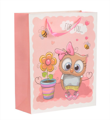 Enwraps Printed Party Bag(Pink, Pack of 12)