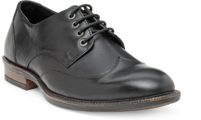 Teakwood leather shoes Derby For Men(Black
