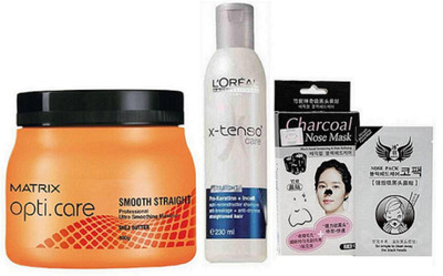 Matrix Opti Care Hair Spa, X-Tenso Shampoo & Charcoal Nose Mask(Set of 3)