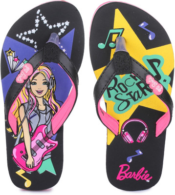 Barbie Girls Slip On Slipper Flip Flop(Black, Black / pink