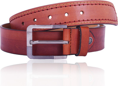 Earnam Men Casual Tan Genuine Leather Belt