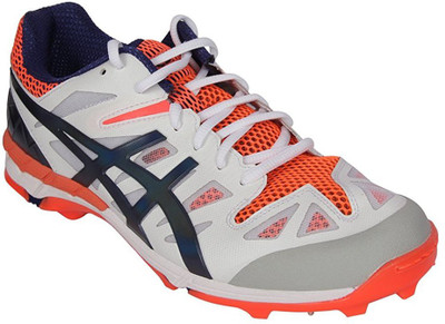 Asics P501Y Cricket Shoes For Men(White, Orange