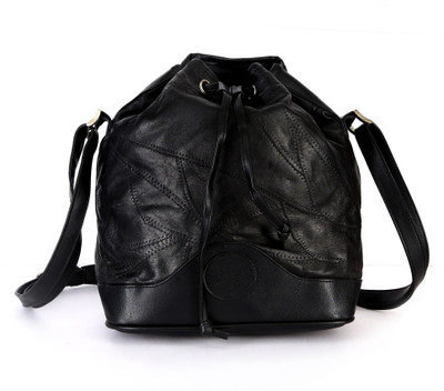 Hawai Women Casual Black Genuine Leather Sling Bag