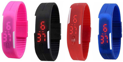 Rvold set.4 Pink , Black , Red , Blue Led Watches Watch - For Boys & Girls
