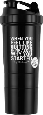 My 60 Minutes Gym Shaker 500 ml Shaker(Pack of 1, Black)