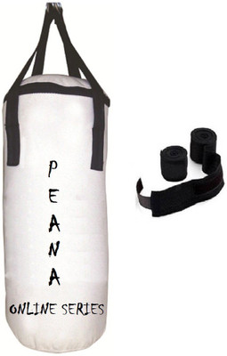 PEANA Online Series 1.5 Feet Long, CANVAS Material, White Color, Unfilled with Hanging Straps and 9 Feet Long Black Color Hand Wraps Pair Boxing Kit
PEANA Online Series 1.5 Feet Long, CANVAS Material, White Color, Unfilled with Hanging Straps and 9 Feet Long Black Color Hand Wraps Pair Boxing Kit