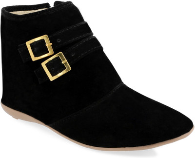 Myra Buckle Party Wear Boots For Women(Black 
Myra Buckle Party Wear Boots For Women(Black