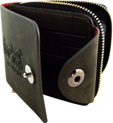 Teenage Men Green Artificial Leather Wallet(10 Card Slots)
