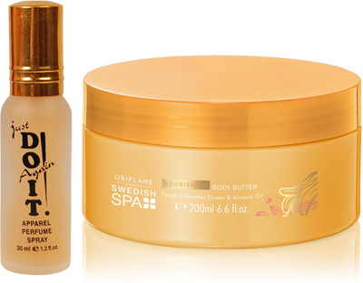 Oriflame Sweden BODY CARE Nourishing Body Butter 200ml (30838) With Just Doit Perfume 30ml(Set of 2)
Oriflame Sweden BODY CARE Nourishing Body Butter 200ml (30838) With Just Doit Perfume 30ml(Set of 2)