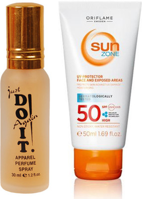Oriflame Sweden SUN Zone UV Protector Face and Exposed Areas SPF 50 High (50ml) 23378 With Just Doit Perfume 30ml(Set of 2)
Oriflame Sweden SUN Zone UV Protector Face and Exposed Areas SPF 50 High (50ml) 23378 With Just Doit Perfume 30ml(Set of 2)