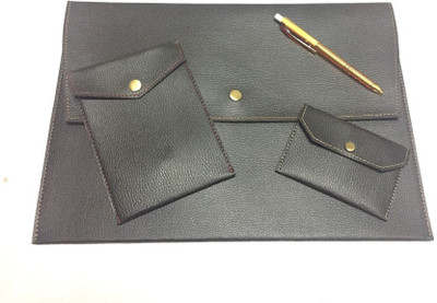 Yes Leatherette Button Folder(Set Of 3, Black)