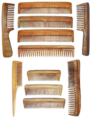 Confidence Neem Wood Comb 100% Handemade Anti-Dandruff Comb(Set of 11)