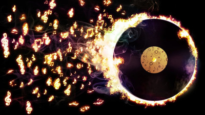 vinyl-notes-fire-musics Wall Poster Paper Print(12 inch X 18 inch, Rolled)