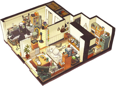 Akhuratha Anime apartments-mess-messy-room-rooms Wall Poster Paper Print(12 inch X 18 inch, Rolled)