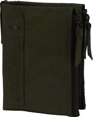 POLLSTAR Men Green Genuine Leather Wallet(4 Card Slots)