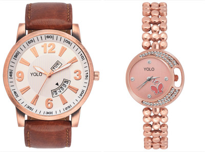 YOLO Quartz Analogue White, Rose Gold Dial Gold Plated Metal Chain Casual Watch - For Couple
YOLO Quartz Analogue White, Rose Gold Dial Gold Plated Metal Chain Casual Watch - For Couple