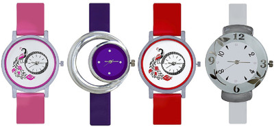 Talgo New Arrival Festive Season Special RR301PKRD280PL239WH New Latest Collection For Beautiful Designer Branded DialMore Pink Red Rubber Strep & white RoundDial-301 Purple Rubber Strep & Purple Round Dial-280 Flower White Round Dial & White Rubber Strep