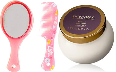 Oriflame Sweden Possess Perfumed Body Cream 250ml (31784) With Mirror Comb Set(Set of 3)
Oriflame Sweden Possess Perfumed Body Cream 250ml (31784) With Mirror Comb Set(Set of 3)