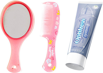 Oriflame Sweden Optifresh System 8 Crystal White Toothpaste 100ml (32060) With Mirror Comb Set(Set of 3)
Oriflame Sweden Optifresh System 8 Crystal White Toothpaste 100ml (32060) With Mirror Comb Set(Set of 3)