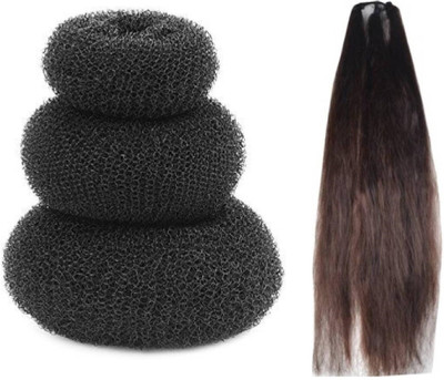 KashQueen 3 Sizes Hair Donuts & 1 24Inchs Hair Choti for Party Hair Accessory Set(Black, Brown)