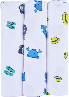 Wonder Wee Printed Swadding Baby Blanket(Cotton, Turquoise(Green)/Blue/Turquoise(Green