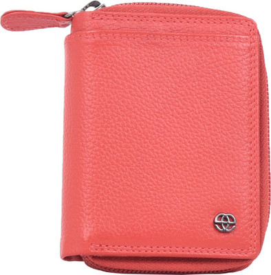 Eske Women Red Genuine Leather Wallet(6 Card Slots)