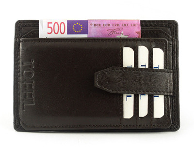 TOFFIL Men Black Genuine Leather Card Holder(9 Card Slots)
