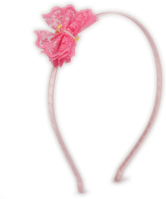 Pikaboo Dainty Lace Bow Girls Hairband- Pretty Pink Head Band(Pink)