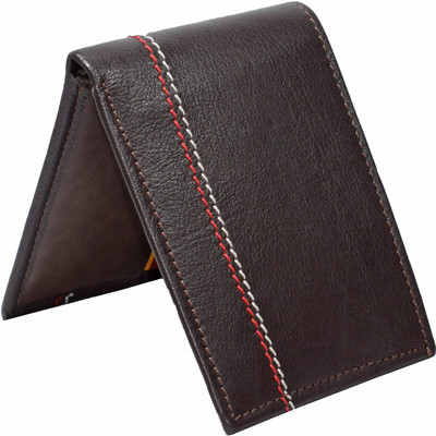 Accezory Men Brown Genuine Leather Wallet(6 Card Slots)