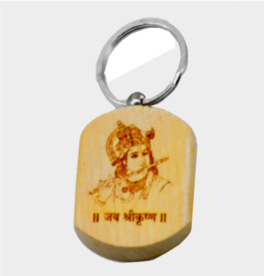 Faynci Lord Shree Krishna Wooden Key Chain Key Chain